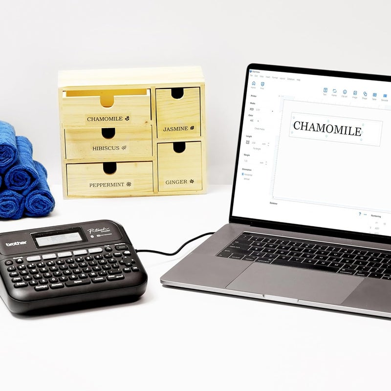 brother صانع الملصقات المتصل P-Touch PT-D460BT للأعمال | اتصل وأنشئ عبر Bluetooth® على شرائط الملصقات TZe حتى ~3/4 بوصة، أبيض - Image 5